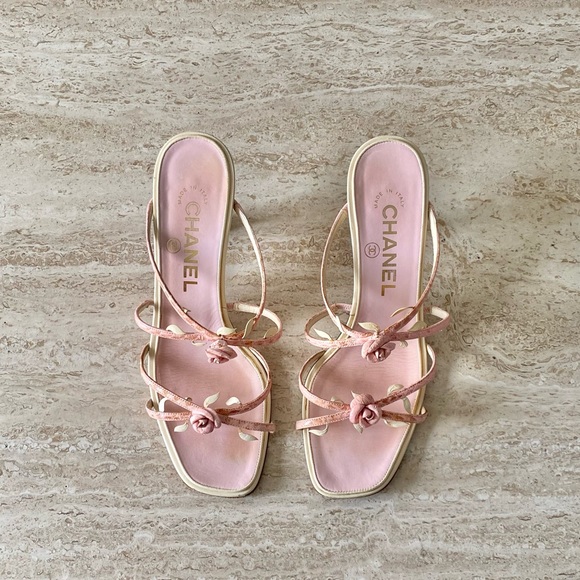 CHANEL Shoes - Vintage Chanel Rosebud Sandal Kitten Heels